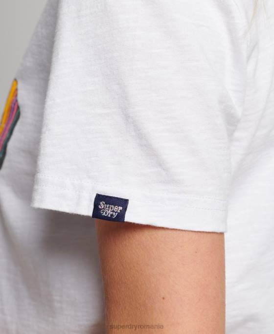 Superdry tricou curcubeu vintage îmbrăcăminte alb femei JX0Z2226