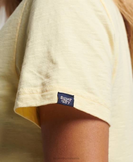 Superdry tricou curcubeu vintage îmbrăcăminte galben femei JX0Z2178