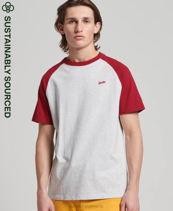 Superdry tricou de baseball cu logo esențial din bumbac organic îmbrăcăminte gri deschis bărbați JX0Z4816