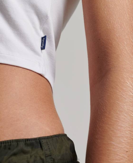 Superdry tricou de baseball decupat din bumbac organic îmbrăcăminte alb femei JX0Z6290