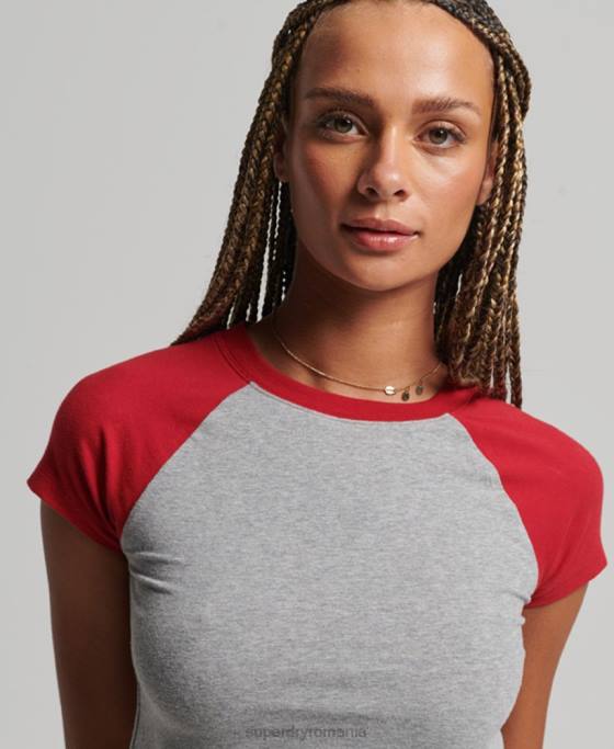Superdry tricou de baseball decupat din bumbac organic îmbrăcăminte gri femei JX0Z6246