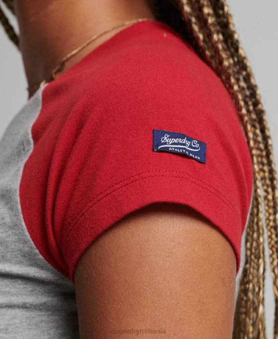 Superdry tricou de baseball decupat din bumbac organic îmbrăcăminte gri femei JX0Z6246