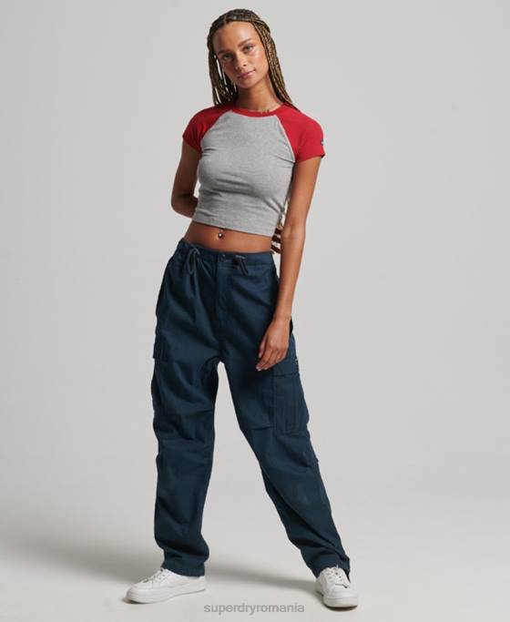 Superdry tricou de baseball decupat din bumbac organic îmbrăcăminte gri femei JX0Z6246