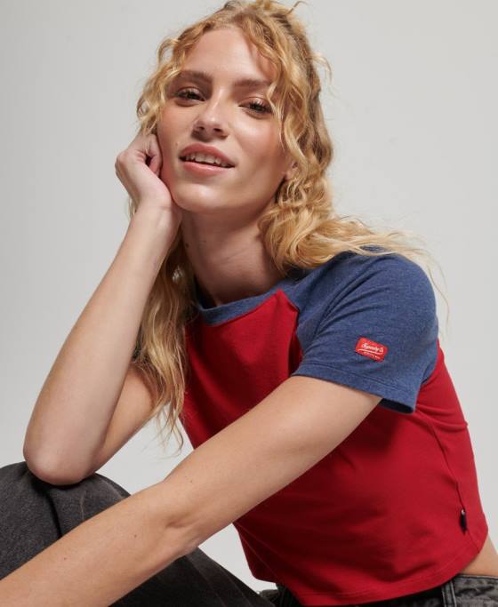 Superdry tricou de baseball decupat din bumbac organic îmbrăcăminte marina femei JX0Z6238