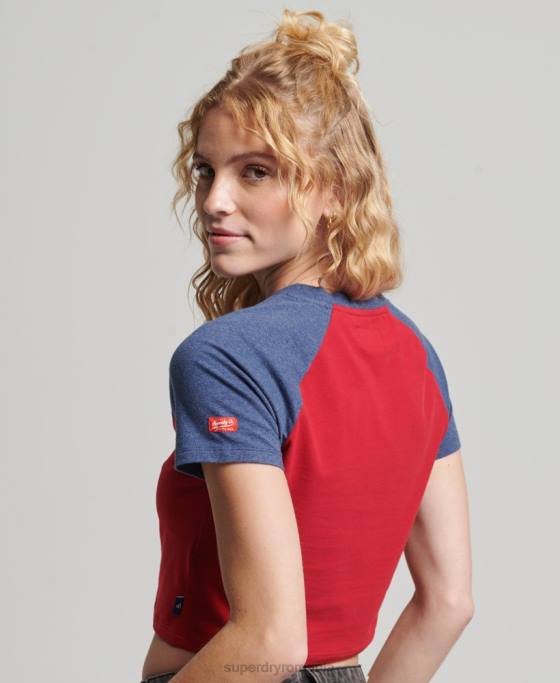 Superdry tricou de baseball decupat din bumbac organic îmbrăcăminte marina femei JX0Z6238