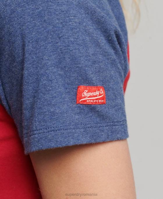 Superdry tricou de baseball decupat din bumbac organic îmbrăcăminte marina femei JX0Z6238