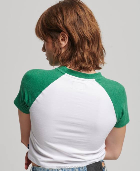 Superdry tricou de baseball decupat din bumbac organic îmbrăcăminte verde femei JX0Z6291