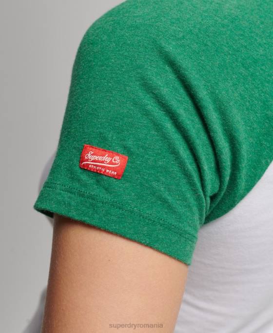 Superdry tricou de baseball decupat din bumbac organic îmbrăcăminte verde femei JX0Z6291