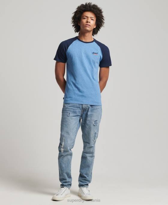 Superdry tricou de baseball din bumbac organic îmbrăcăminte albastru bărbați JX0Z4924