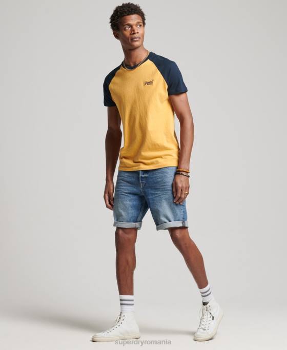 Superdry tricou de baseball din bumbac organic îmbrăcăminte galben bărbați JX0Z4805
