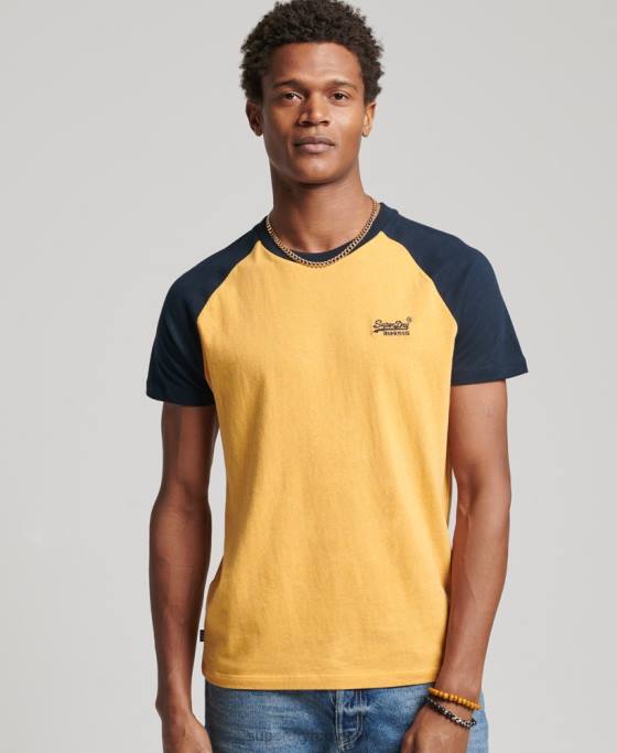 Superdry tricou de baseball din bumbac organic îmbrăcăminte galben bărbați JX0Z4805