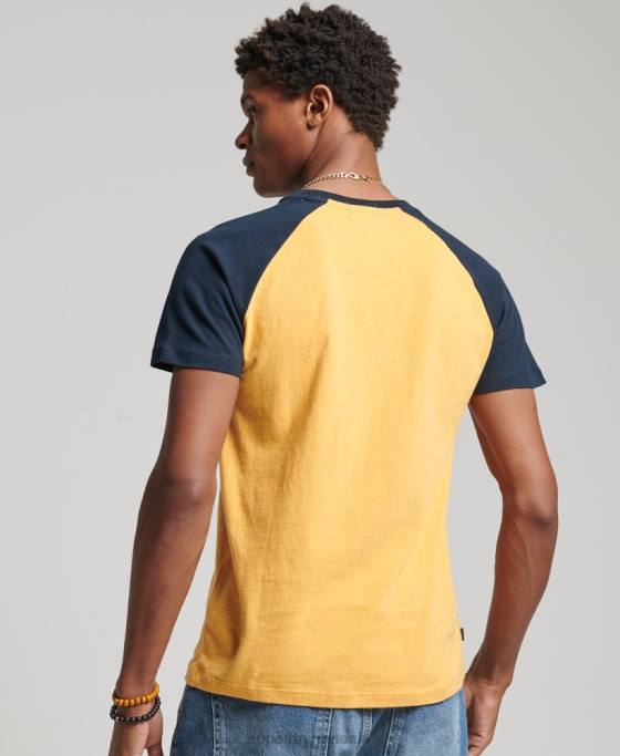 Superdry tricou de baseball din bumbac organic îmbrăcăminte galben bărbați JX0Z4805