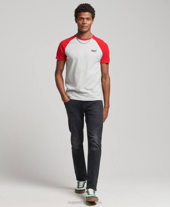 Superdry tricou de baseball din bumbac organic îmbrăcăminte gri deschis bărbați JX0Z4870