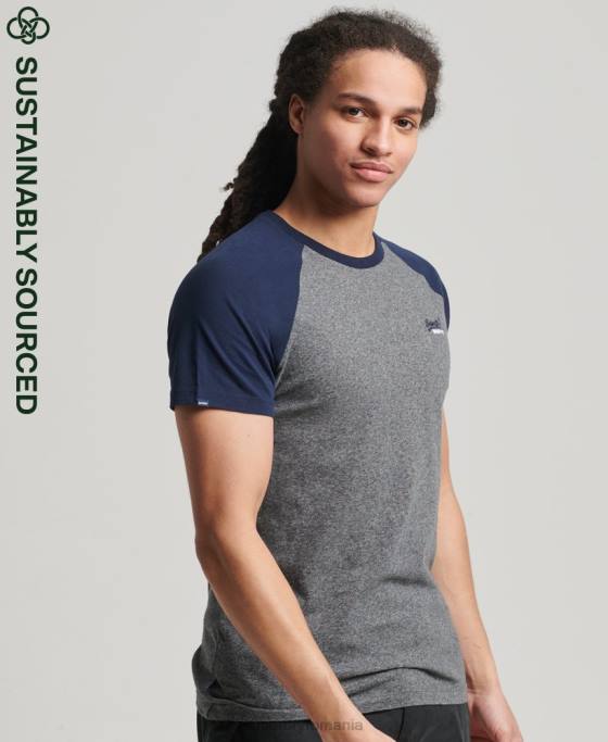Superdry tricou de baseball din bumbac organic îmbrăcăminte gri inchis bărbați JX0Z4858