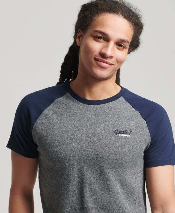 Superdry tricou de baseball din bumbac organic îmbrăcăminte gri inchis bărbați JX0Z4858