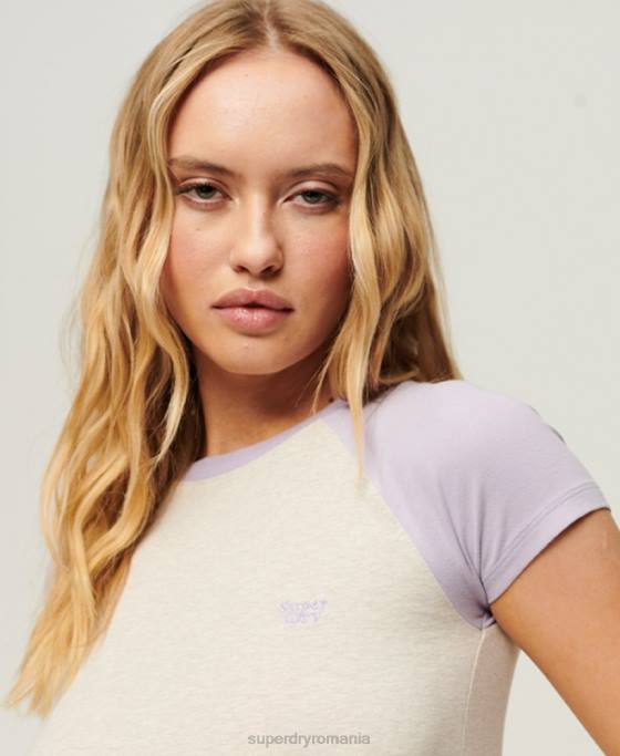 Superdry tricou de baseball pentru bebeluși îmbrăcăminte cremă femei JX0Z2096