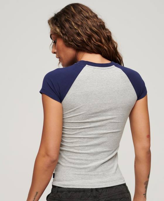 Superdry tricou de baseball pentru bebeluși îmbrăcăminte gri femei JX0Z2051