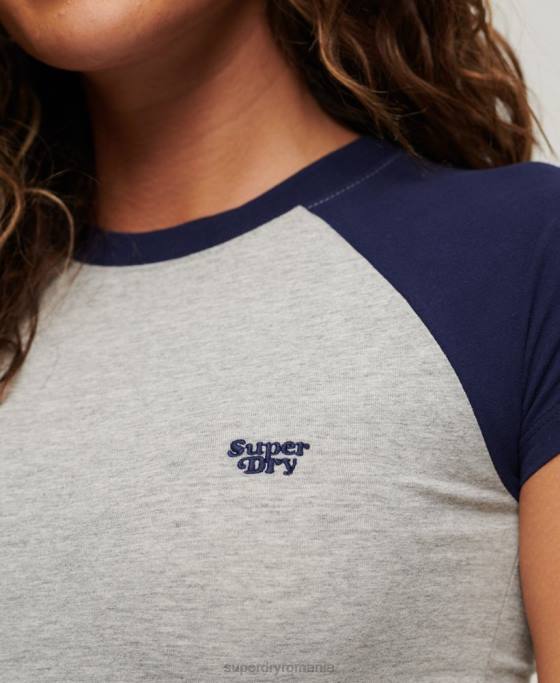 Superdry tricou de baseball pentru bebeluși îmbrăcăminte gri femei JX0Z2051