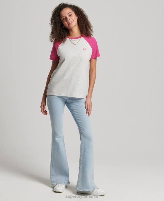 Superdry tricou de baseball vintage din bumbac organic îmbrăcăminte alb femei JX0Z2768