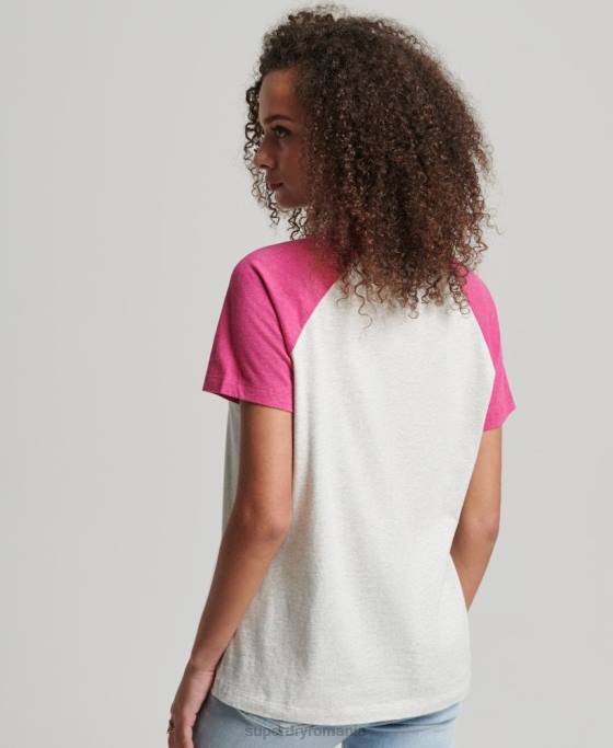 Superdry tricou de baseball vintage din bumbac organic îmbrăcăminte alb femei JX0Z2768