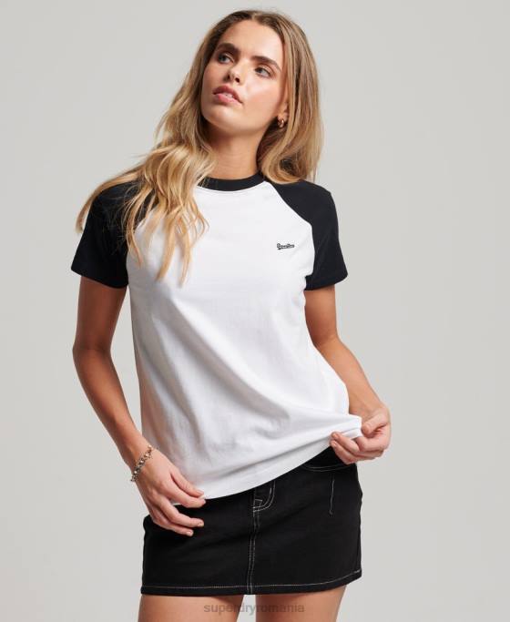 Superdry tricou de baseball vintage din bumbac organic îmbrăcăminte negru femei JX0Z2676