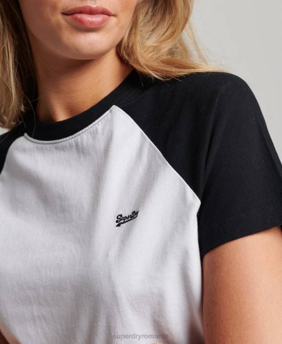 Superdry tricou de baseball vintage din bumbac organic îmbrăcăminte negru femei JX0Z2676