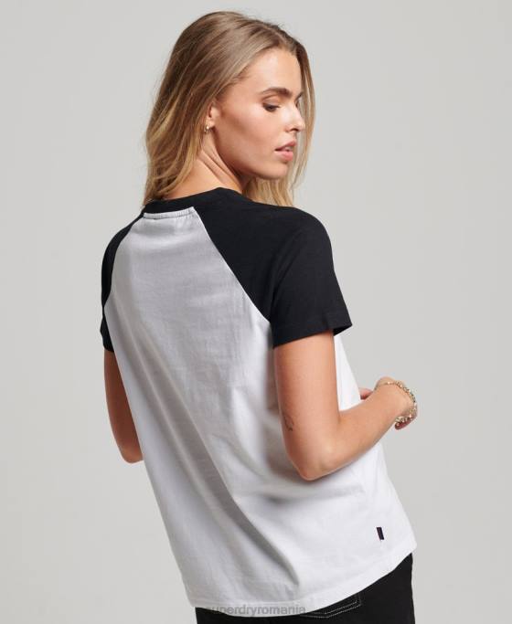 Superdry tricou de baseball vintage din bumbac organic îmbrăcăminte negru femei JX0Z2676