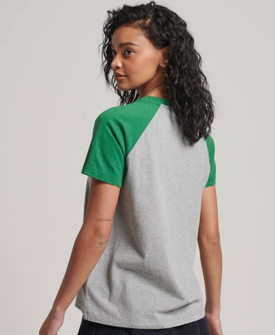 Superdry tricou de baseball vintage din bumbac organic îmbrăcăminte verde femei JX0Z6186