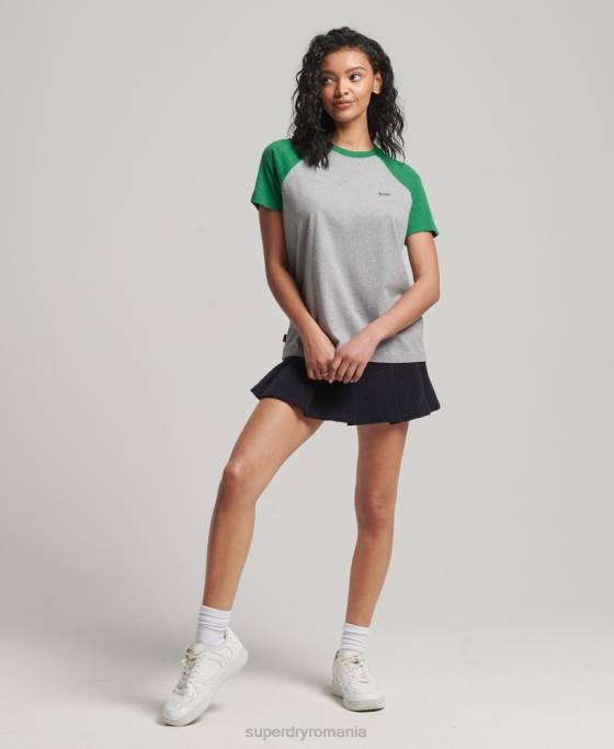 Superdry tricou de baseball vintage din bumbac organic îmbrăcăminte verde femei JX0Z6186