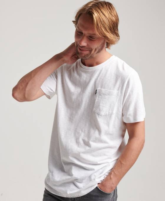 Superdry tricou de buzunar din bumbac organic îmbrăcăminte alb bărbați JX0Z4904