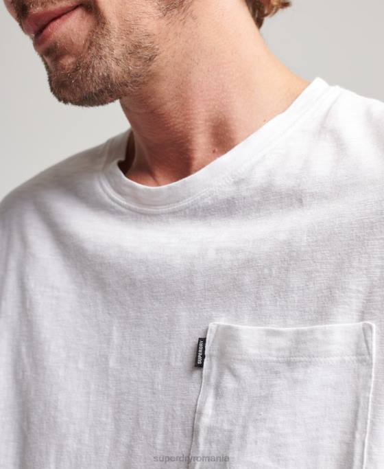 Superdry tricou de buzunar din bumbac organic îmbrăcăminte alb bărbați JX0Z4904