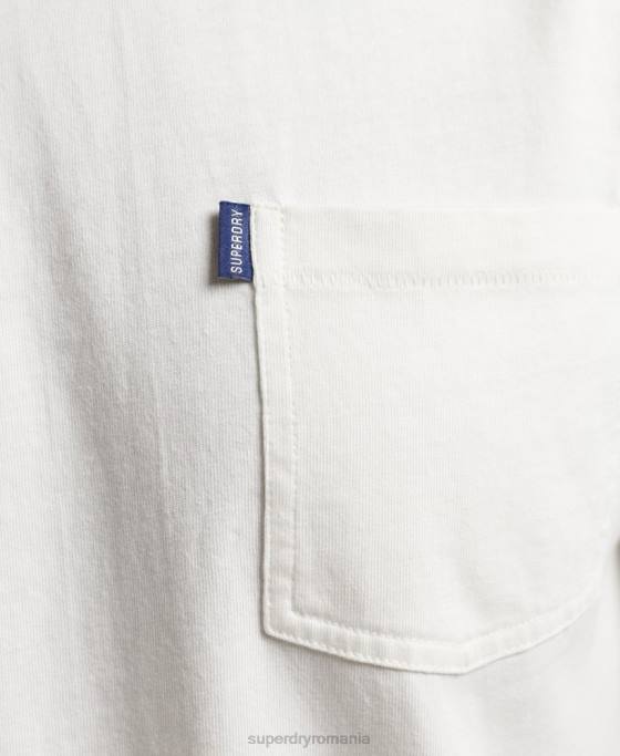 Superdry tricou de buzunar din bumbac organic îmbrăcăminte cremă bărbați JX0Z4798
