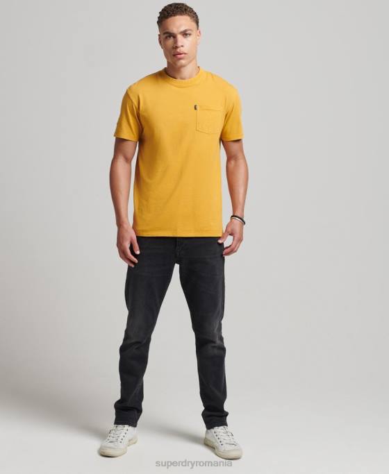 Superdry tricou de buzunar din bumbac organic îmbrăcăminte galben bărbați JX0Z4806