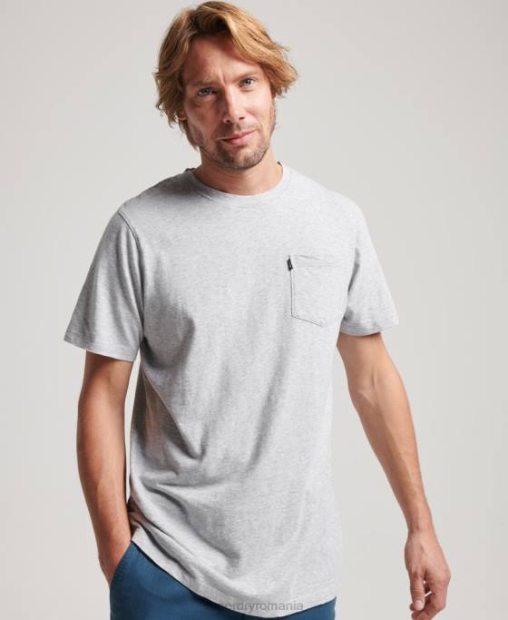 Superdry tricou de buzunar din bumbac organic îmbrăcăminte gri deschis bărbați JX0Z4800