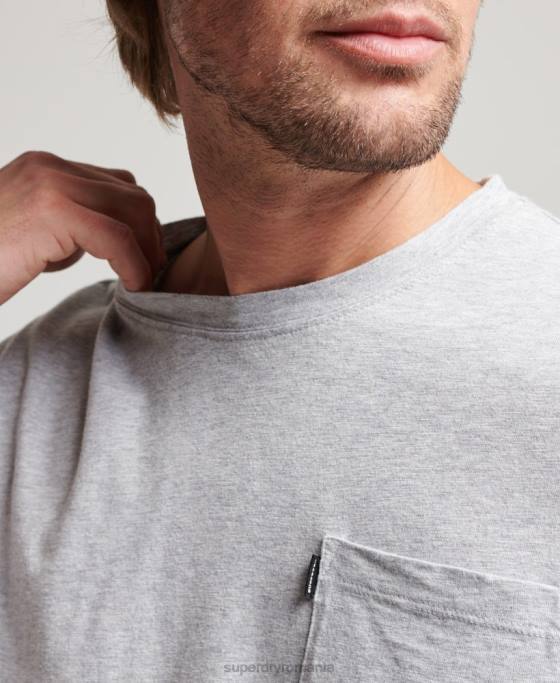 Superdry tricou de buzunar din bumbac organic îmbrăcăminte gri deschis bărbați JX0Z4800