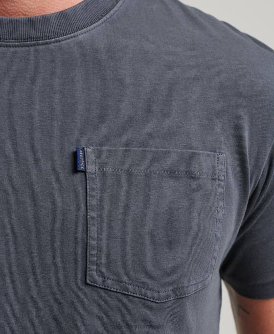 Superdry tricou de buzunar din bumbac organic îmbrăcăminte gri inchis bărbați JX0Z4938