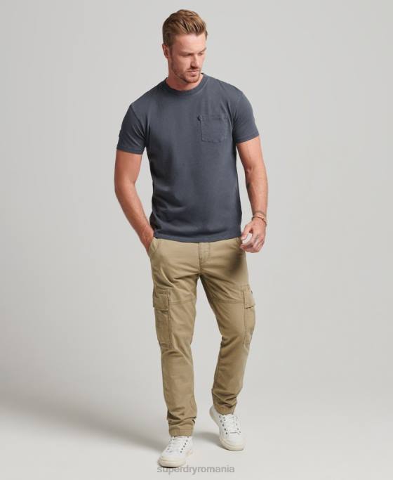 Superdry tricou de buzunar din bumbac organic îmbrăcăminte gri inchis bărbați JX0Z4938