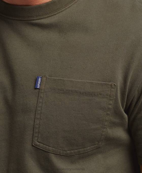 Superdry tricou de buzunar din bumbac organic îmbrăcăminte kaki bărbați JX0Z4869