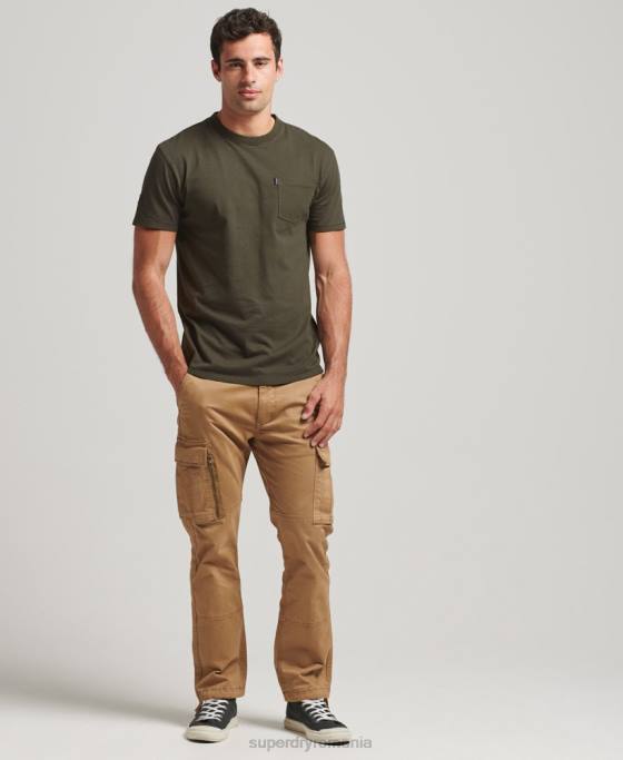 Superdry tricou de buzunar din bumbac organic îmbrăcăminte kaki bărbați JX0Z4869