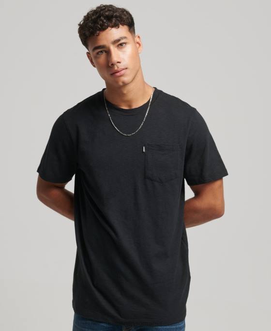 Superdry tricou de buzunar din bumbac organic îmbrăcăminte negru bărbați JX0Z4931