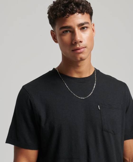 Superdry tricou de buzunar din bumbac organic îmbrăcăminte negru bărbați JX0Z4931