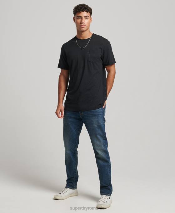 Superdry tricou de buzunar din bumbac organic îmbrăcăminte negru bărbați JX0Z4931