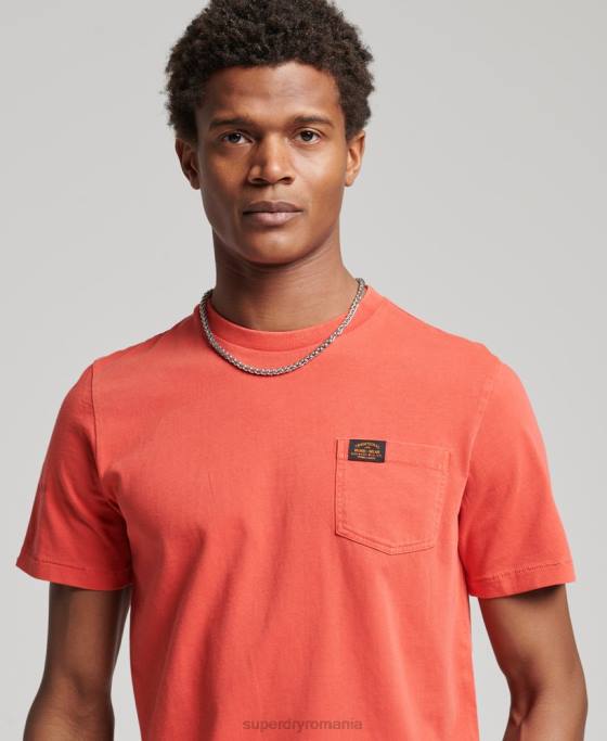 Superdry tricou de buzunar pentru haine de lucru din bumbac organic îmbrăcăminte portocale bărbați JX0Z4930