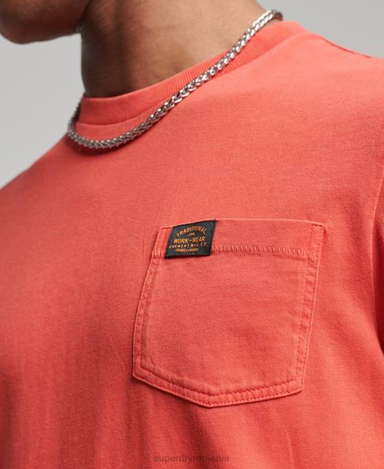 Superdry tricou de buzunar pentru haine de lucru din bumbac organic îmbrăcăminte portocale bărbați JX0Z4930