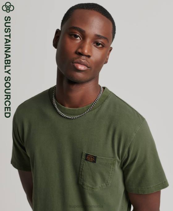 Superdry tricou de buzunar pentru haine de lucru din bumbac organic îmbrăcăminte verde bărbați JX0Z4929