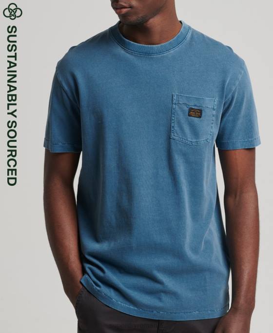 Superdry tricou de buzunar vintage din bumbac organic îmbrăcăminte albastru bărbați JX0Z4956