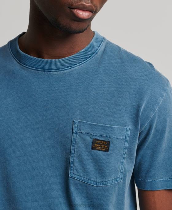 Superdry tricou de buzunar vintage din bumbac organic îmbrăcăminte albastru bărbați JX0Z4956