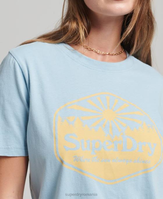 Superdry tricou de călătorie îmbrăcăminte albastru femei JX0Z6213