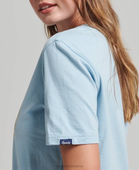 Superdry tricou de călătorie îmbrăcăminte albastru femei JX0Z6213