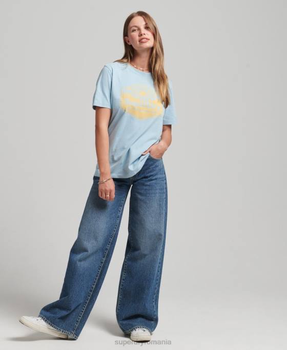 Superdry tricou de călătorie îmbrăcăminte albastru femei JX0Z6213